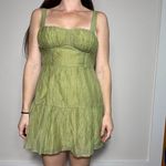 Showpo Alva Sleeveless Ruched Bust Tiered Dress in Sage Size 6 NWT Green Photo 3
