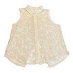 Delia's Delia’s Sheer Floral Sleeveless Button Down Shirt Cream Size Small Photo 5