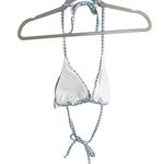 ANDIE  Swim The String Bikini Top Blue Gingham Triangle Size Medium NEW Photo 3