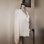 White House | Black Market White House/Black Market Elegant White Ruffle Blouse Size:6 Photo 3