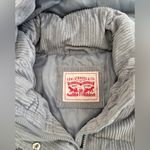 Levi's Levi’s Hooded Corduroy Puffer Coat Women’s M Gray Full Zipper Long Sleeve NWOT Photo 1