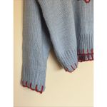 Bailey Rose Blue Knit Pullover Sweater Red Lobster Whipstitch Trim Womens Medium Photo 2