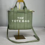 None Sage Green PU Leather Crossbody Purse Tote Bag with Adjustable Strap Photo 0