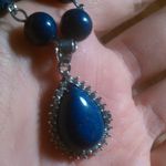Lapis Lazuli and White Austrian Crystal Silvertone Paperclip Necklace Photo 11