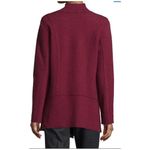 Eileen Fisher  Burgundy Structured Moto Long Jacket Cardigan Medium Merino Wool Photo 1