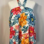 Time and Tru 2X XXL Colorful Floral Swim Top Tropical Halter Tank Modest Island Orange Photo 0