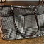 Ralph Lauren Lauren Brown Vintage Houndstooth Canvas Tote Bag Size 14x10.5x5" Photo 0