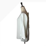 Karl Lagerfeld Shirt Women Medium White Satin Silky Tie Back Blouse NWT Preppy Photo 3