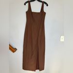 STAUD Chocolate Brown Midi Dress, high thigh slit size 6 Photo 1