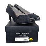 Adrianna Papell Jude Heels Shoes 7.5 Wide Black Satin Lace Special Occasion Photo 1