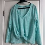 Lily White  Women’s Long Sleeve Shirt Knot Front Teal Lightweight XL Photo 0