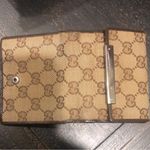 Gucci GG Trifold Canvas Jacquard Wallet Tan Brown Leather Coin Purse Credit Card Photo 3