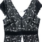 Venus  White & Black Lace Cap Cocktail Dress Short Sleeve Mini Dress Medium Photo 4