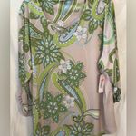 Allison Daley NWT  Embellished Neck 3/4 Sleeve Paisley Green/Blue/Tan Size 2X Top Photo 0