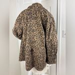 Free People  Womens Brown Leopard Denim Oversized Seize The Day Utility Jacket M Photo 10