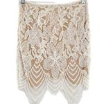 Women’s Ivory Floral Mesh Lace Overlay Mini Skirt Coquette White Photo 13