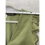 Fancyinn  Women's Blouse Cropped V Neck Solid Green Pleated Hem Size Medium Photo 6