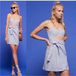 Reformation 100% Linen Blue White Stripe Cut Out Playa Mini Dress Photo 1