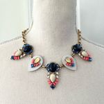 J.Crew Statement Bib Orange White Blue Stone Crystal Ornate Fancy Necklace Photo 2