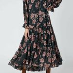 Free People  Feeling Groovy Maxi Dress Forest Combo ASO Tiered Flowy Fairy Sz M Photo 3