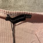 Pretty Little Thing NWT  Womens 18 Terry Ribbed Blush Pink Split Neck Long Sleeve Photo 1