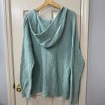 Aerie  Hooded Pullover Sweater Womens M Medium Waffle Knit V Neck Aqua Photo 4