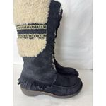 UGG  Women’s Shoreline Boots Size 9 Black Suede Shearling Fringe Lace Up 5755 Photo 1