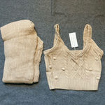 2 piece set winter turtleneck crop sweaters vest backless knitted‎ new ju… Tan Size M Photo 4