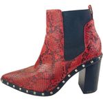 Charles by Charles David  Dodger Red Snakeskin Leather Studded Chelsea Boots 7.5M Photo 0