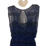 Alice + Olivia   Blue Lace Sequin Bead Sleeveless Mini Dress Keyhole Back XS S Photo 7