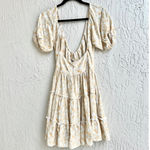 Krewe Du Q Puff Sleeve Floral Print Tiered Samos Mini Dress Honey Womens Size XS Photo 3
