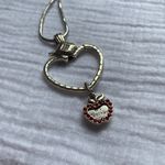 Brighton Vintage Silver tone Scroll Heart Charm Clip Swarovski Crystal Necklace Photo 11