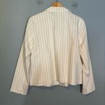 Talbots NWT Women’s Cropped Blazer Jacket Sunny Pinstripe White Linen Blend Photo 4