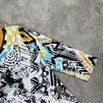 Jess & Jane Sun Art Print Rhinestone Multiprint Artsy 3/4 Sleeve Shirt Top L White Size L Photo 5