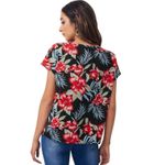 SheIn Curve Floral Top Blouse Plus 1XL Bold Flowers Neck Detail Flowy Summer Photo 4