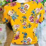 Heart & Hips Heart Hips Yellow Floral Blouse Size Small Photo 1