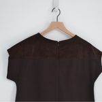 Carlisle Collection Suede Dolman Short Sleeve Shift Mini Dress Brown Women's 10 Photo 3