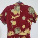 Free People Burgundy Tropical Print Short Romper Size XS Red and Gold Romper Photo 4