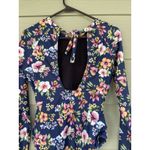 Ocean Pacific  OP Navy Blue Tropical Floral Flower Cutout Swimsuit Bathing Suit L Photo 6