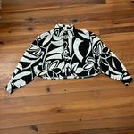 Magaschoni Black & White Floral Linen Cropped Jacket Top Womens Size Small Boxy Photo 2