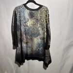 Jess & Jane Y2K Top Studded Shark Bite Hem Womens XL Animal Print USA Made Black Photo 1