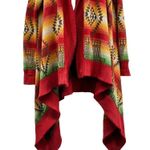 Polo Ralph Lauren Long Draped Open Cardigan Sweater Aztec Southwestern Serape Red Size XL Photo 6