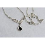 Source Unknown Glamorous Bride/Bridesmaid Drop Black Pendant Clear Rhinestone Link Y2K Necklace Photo 2