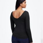 Madewell NWT  Jersey Double V-Neck Long-Sleeve Top - Size: Medium Photo 5