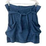 Anthropologie NWT  Amadi Nantes Blue Tencel Belted Mini Skirt Sz Medium Photo 1