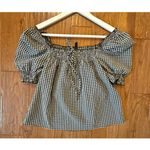 H&M  divided black gingham smocked puff sleeve top xs Photo 6