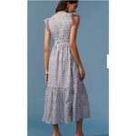 Anthropologie  The Peregrine Midi Dress Blue Gingham Plaid Smocked‎ Maxi Sz S Photo 1