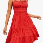 Zaful  Red Ruffle Spaghetti Strap Smocked Tiered Mini Dress M Photo 0