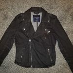 American Eagle Black Denim Moto Jean's Jacket M Photo 2