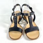 Salvatore Ferragamo  Black Leather Peria T-Strap City Sandals Block Heel size 7 Photo 2